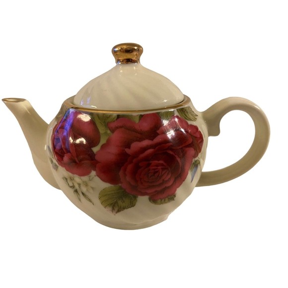 A Special Place Flowered Mini Decorative Teapot Swirl with Gold Trim - Picture 1 of 4